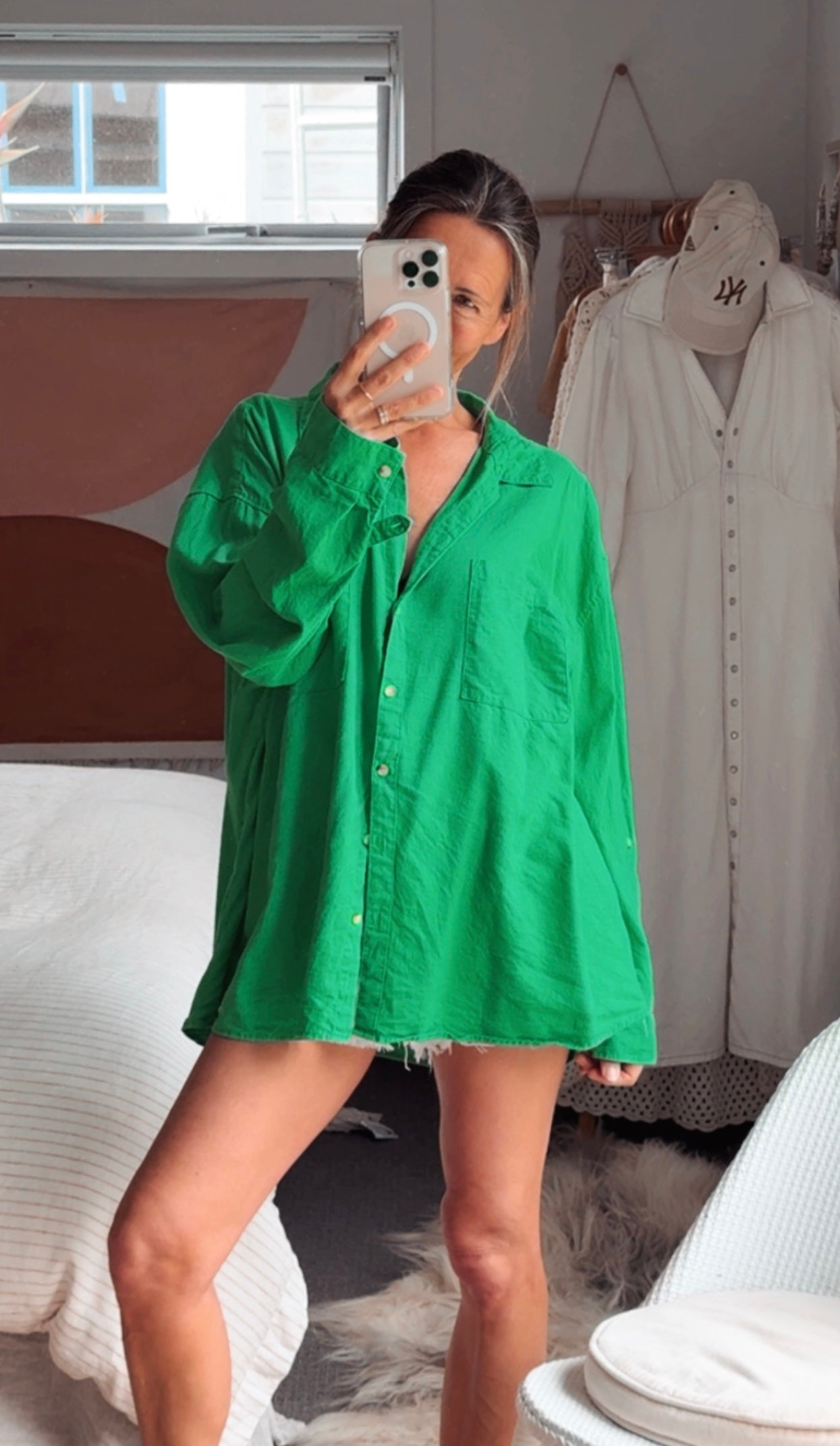 Linen Shirt // Parakeet Green // Free Size