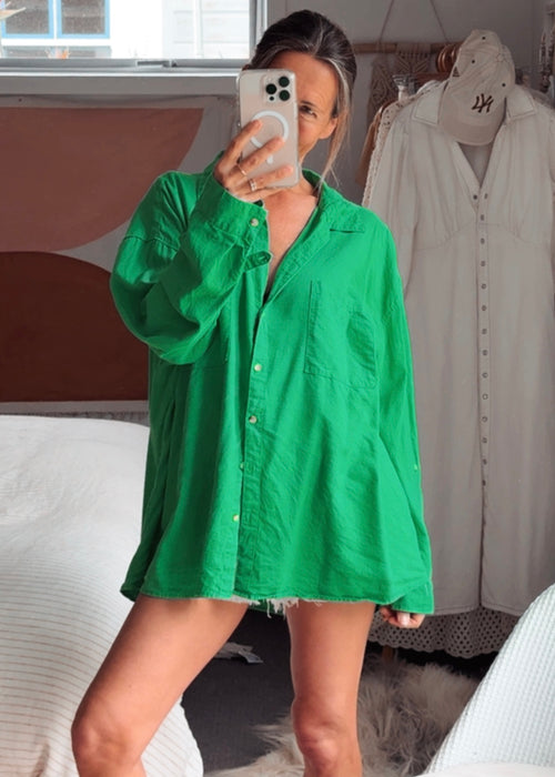 Linen Shirt // Parakeet Green // Free Size