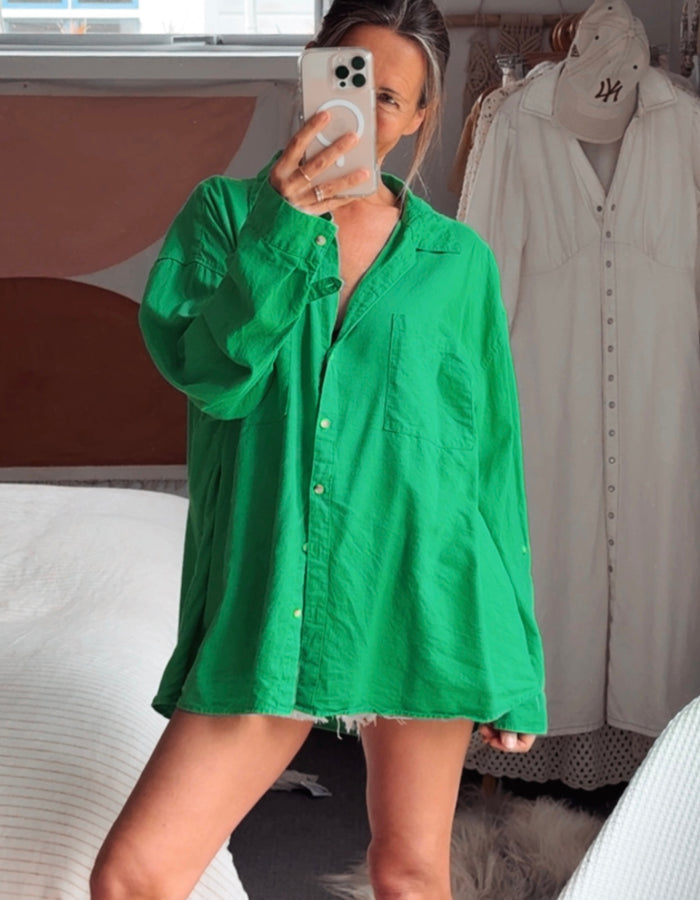 Linen Shirt // Parakeet Green // Free Size