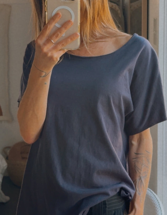 STAPLE + CLOTH // Navy Boat Neck Tee // Small