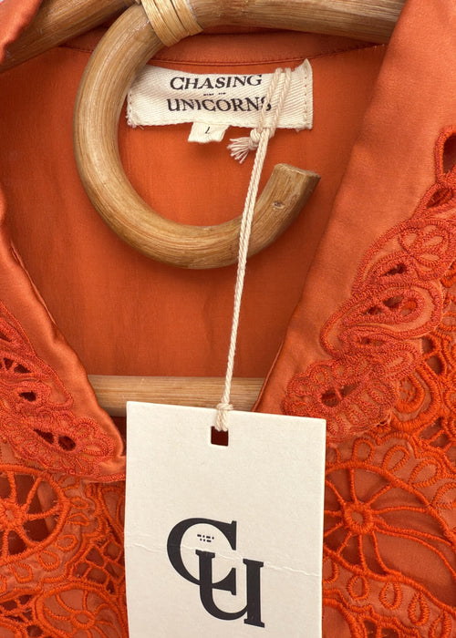 CHASING UNICORNS Coral Silk Dress // BNWT // Large