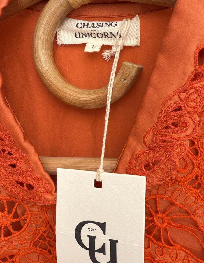 CHASING UNICORNS Coral Silk Dress // BNWT // Large