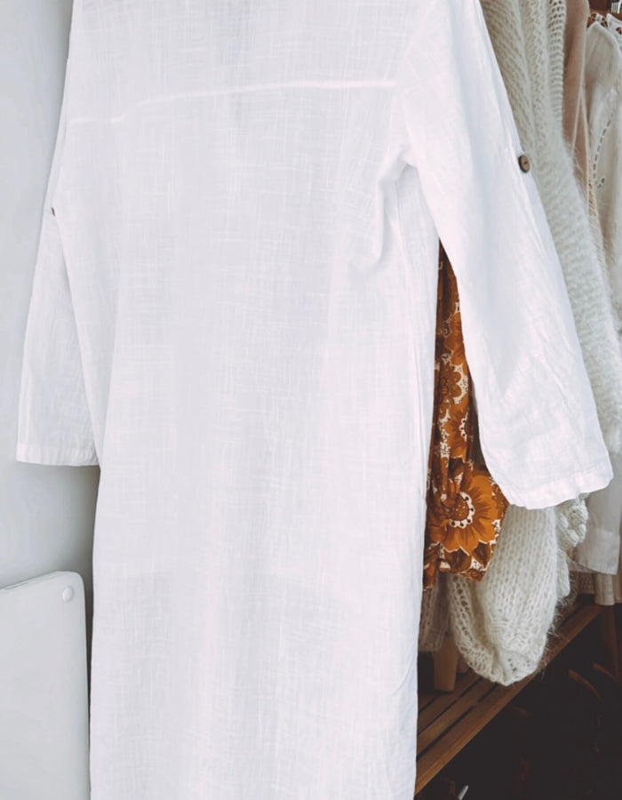 White Shirt Dress // Free Size