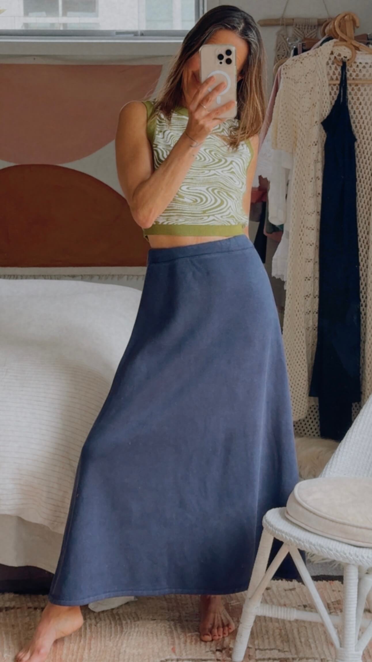 KOBE LETTUCE // Navy Maxi Skirt // Small
