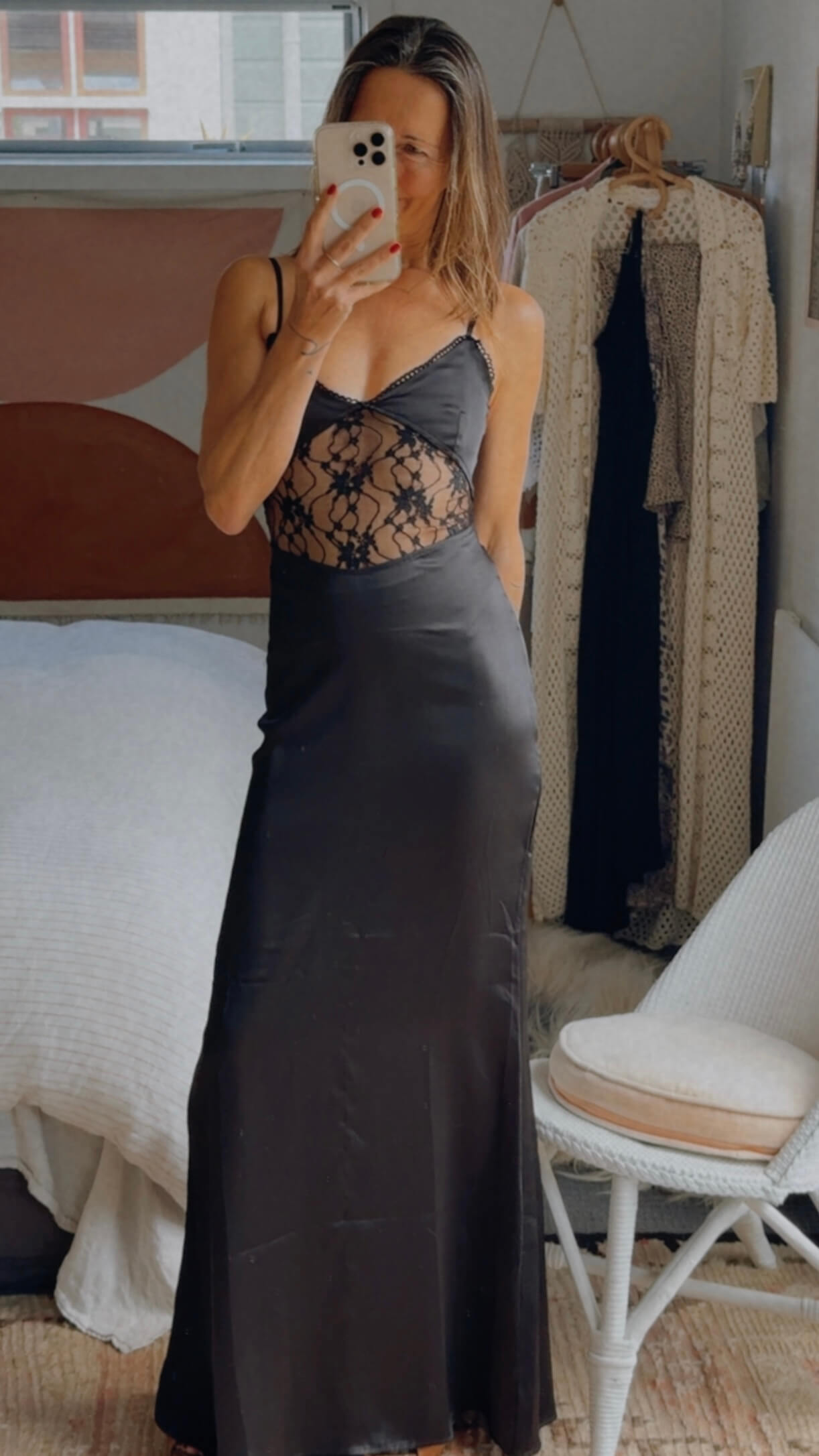 PRINCESS POLLY // Satin/Lace Dress // Black // Size 6