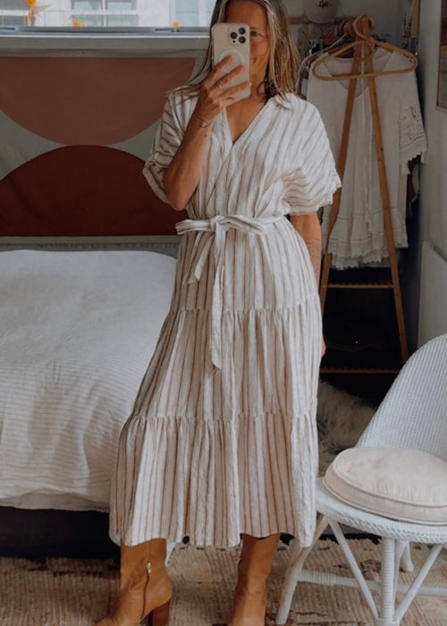 TARGET // European Linen Tiered Dress // Free Size (Size L)