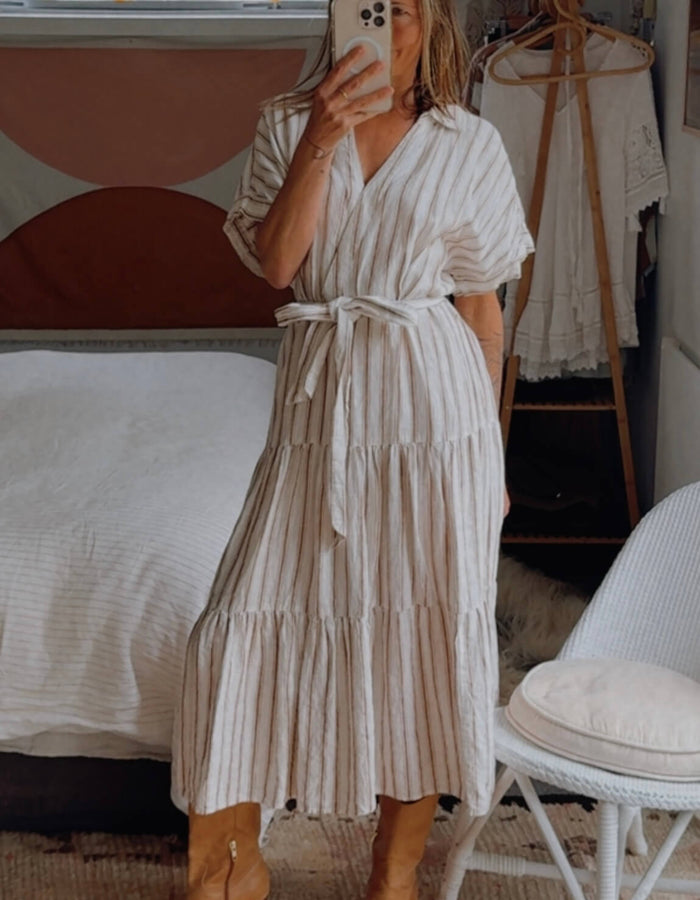 TARGET // European Linen Tiered Dress // Free Size (Size L)