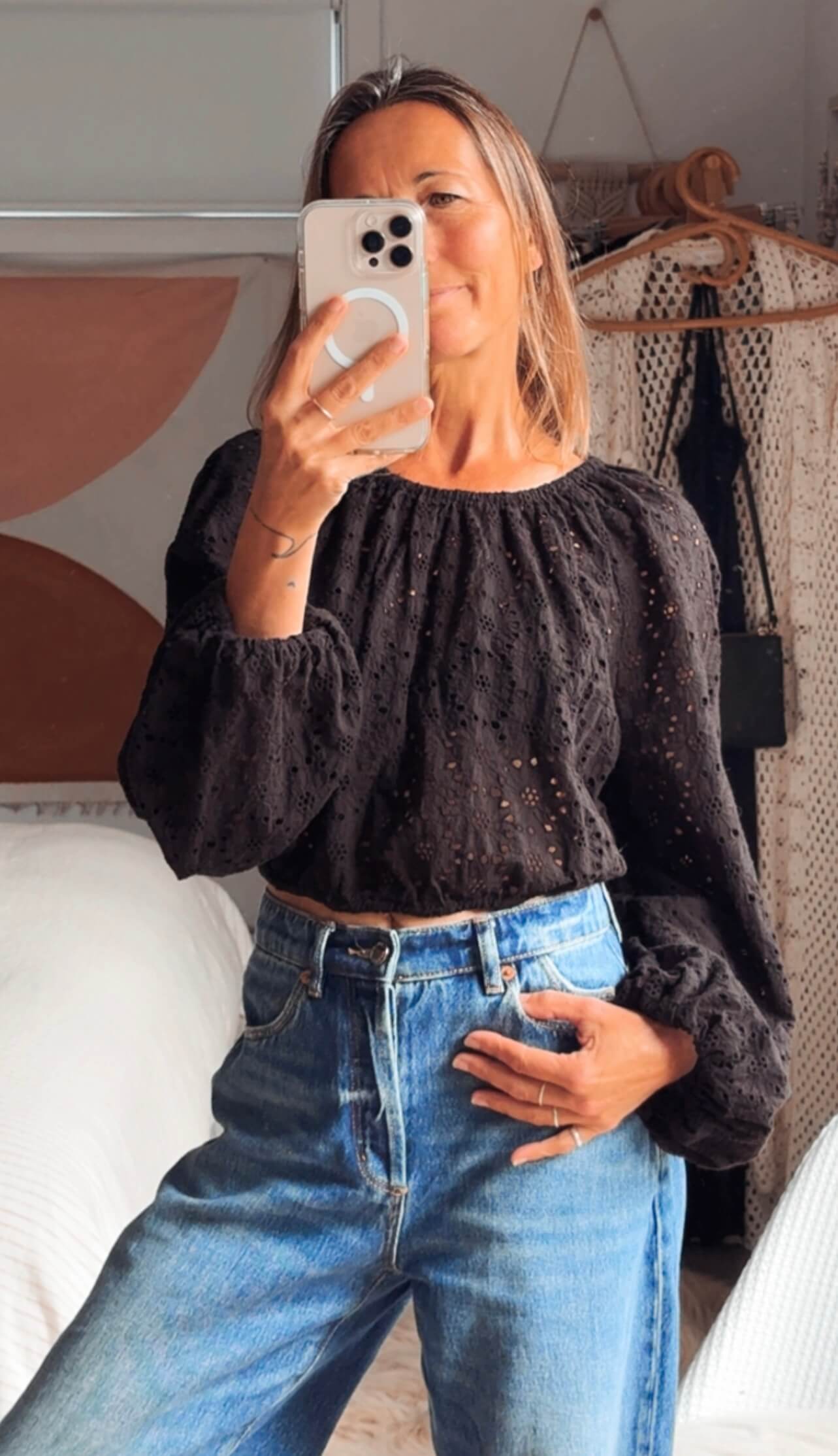 & OTHER STORIES // Broderie Anglaise Balloon Blouse // S/M