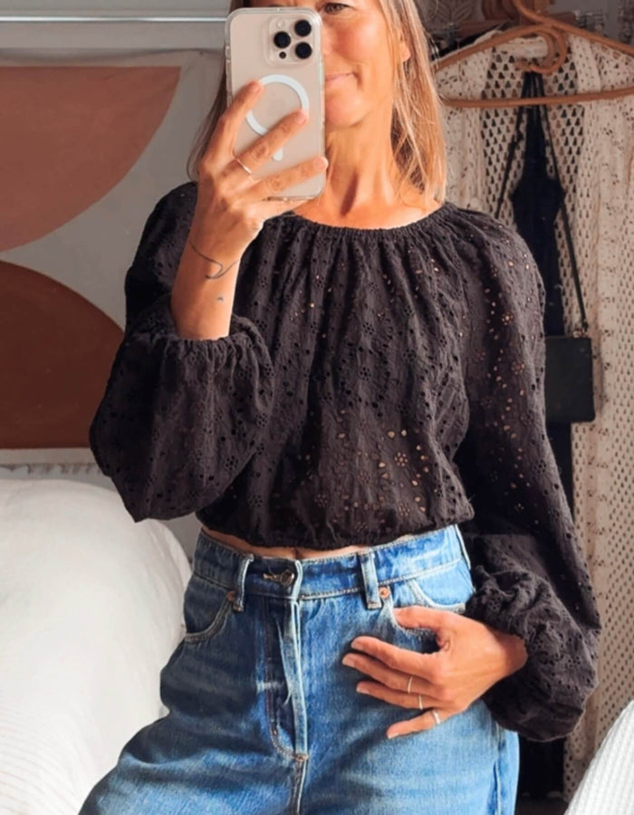 & OTHER STORIES // Broderie Anglaise Balloon Blouse // S/M