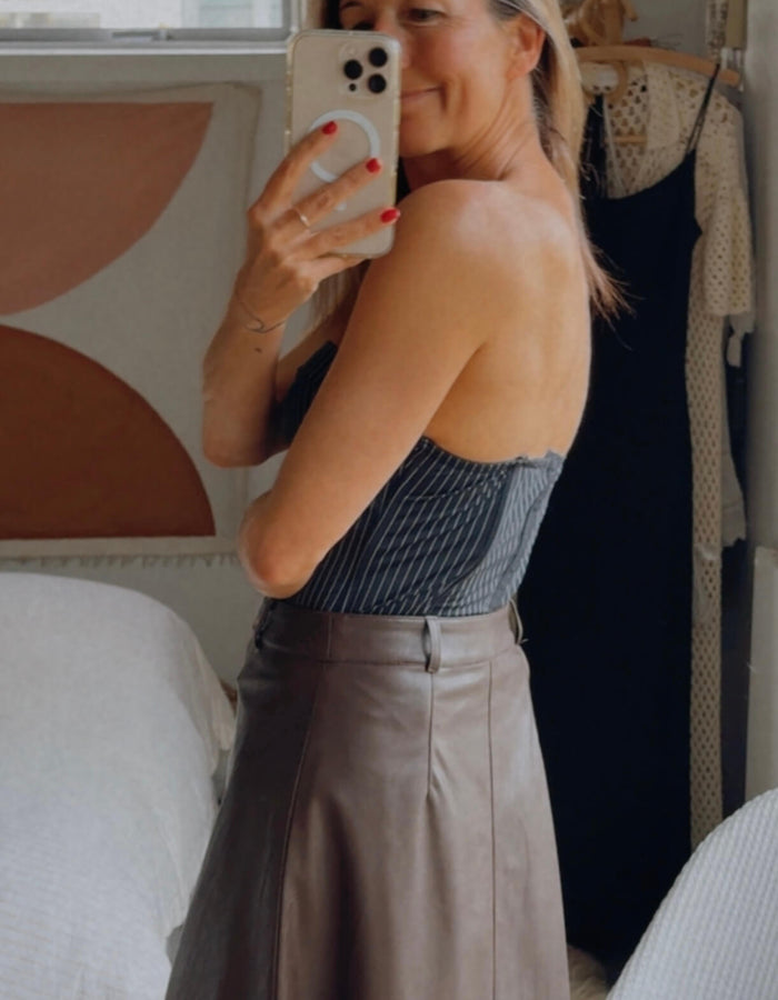 GLASSONS // Pinstriped Corset // Navy // Size 10