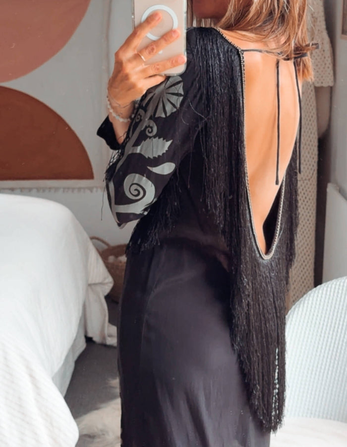 SPELL & THE GYPSY COLLECTIVE // Wild Horses Fringe Dress // Black // Size 8