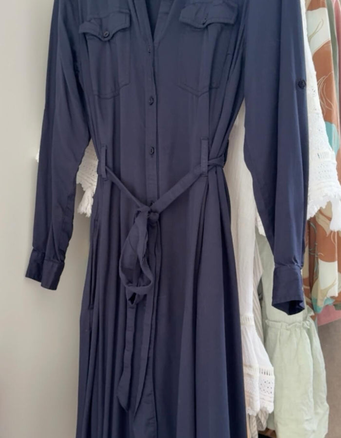 HEINE // Navy Midi Shirt Dress // M/L
