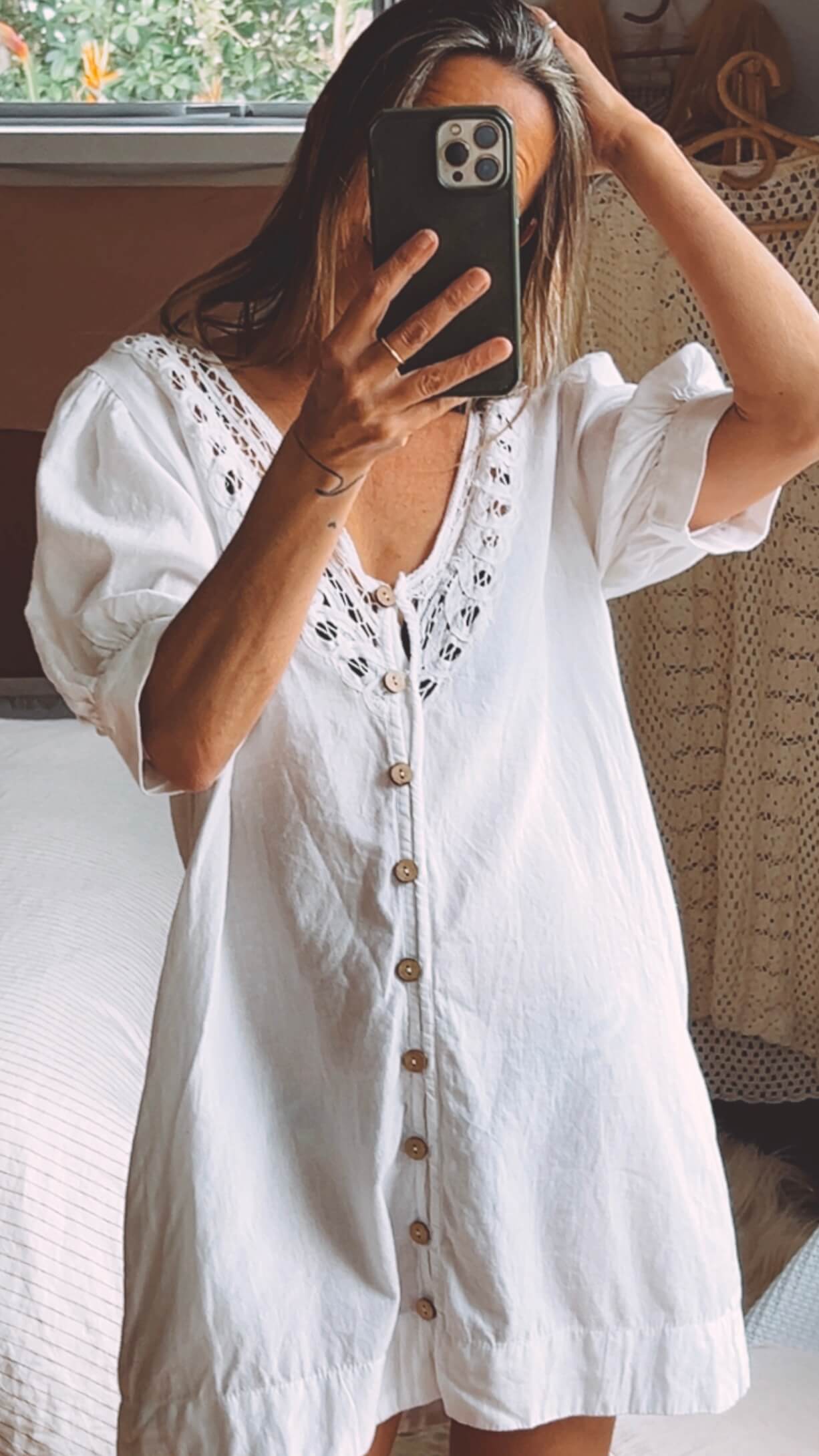 Free People White Cotton Dress // Medium