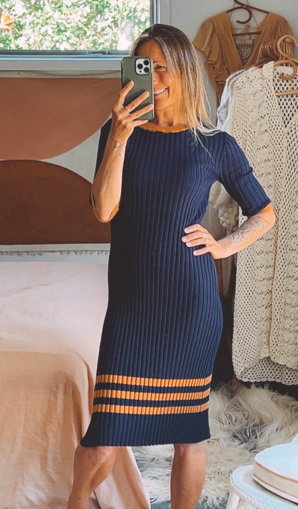 Navy Knitted Dress by Roolee // Medium