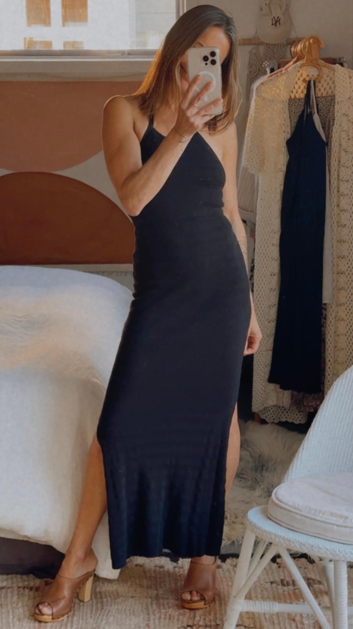 SPELL & THE GYPSY COLLECTIVE // Sunray Knit Maxi Halter Dress // Black // XS