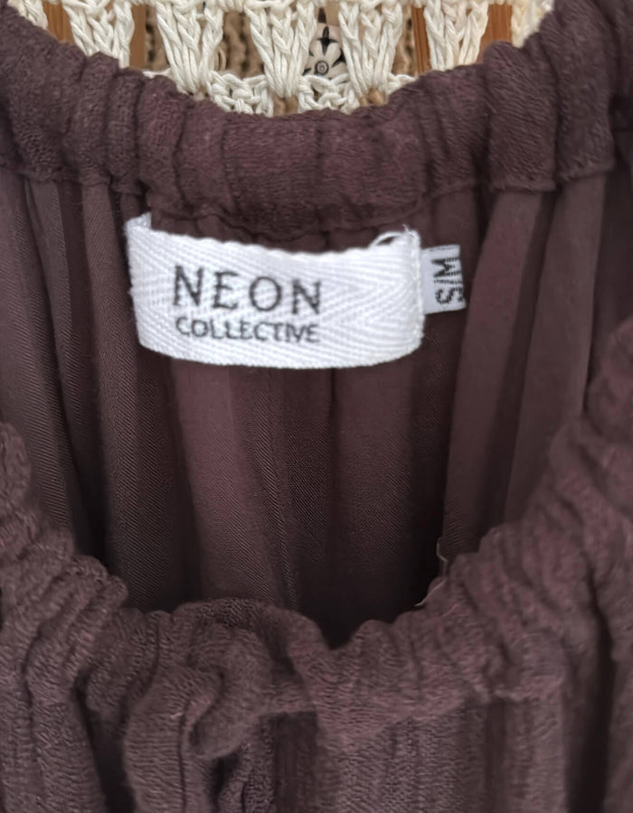 NEON COLLECTIVE Linen Dress // Chocolate // S/M