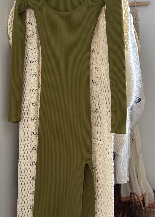 GLASSONS // Rib Knit Dress // Army Green // Small