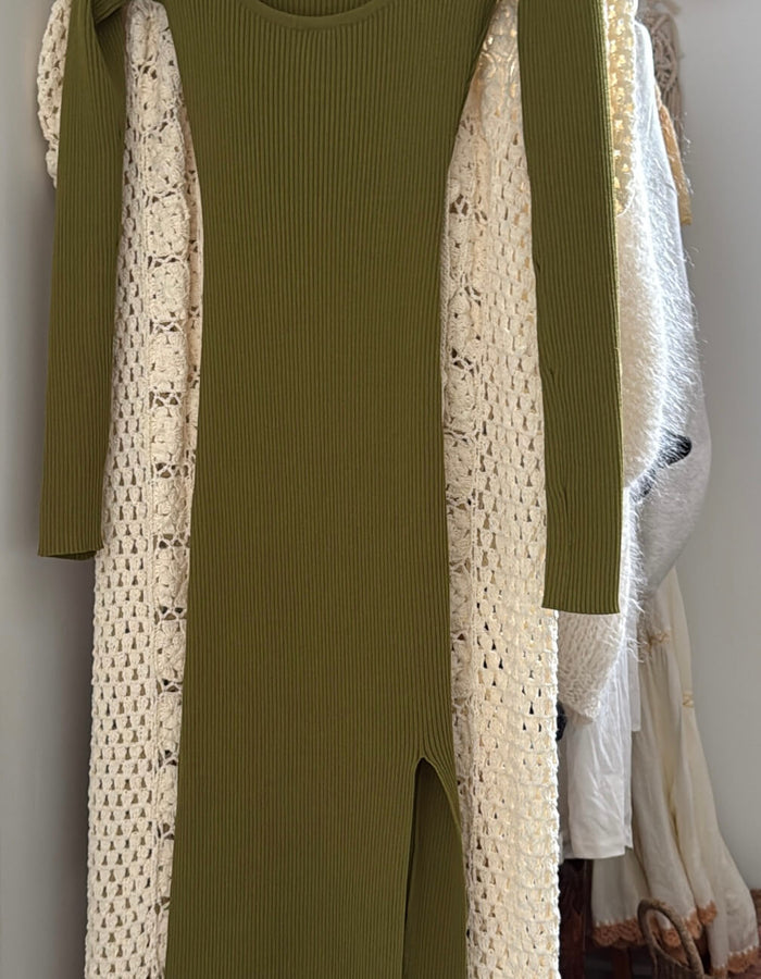 GLASSONS // Rib Knit Dress // Army Green // Small