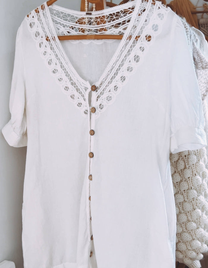 Free People White Cotton Dress // Medium