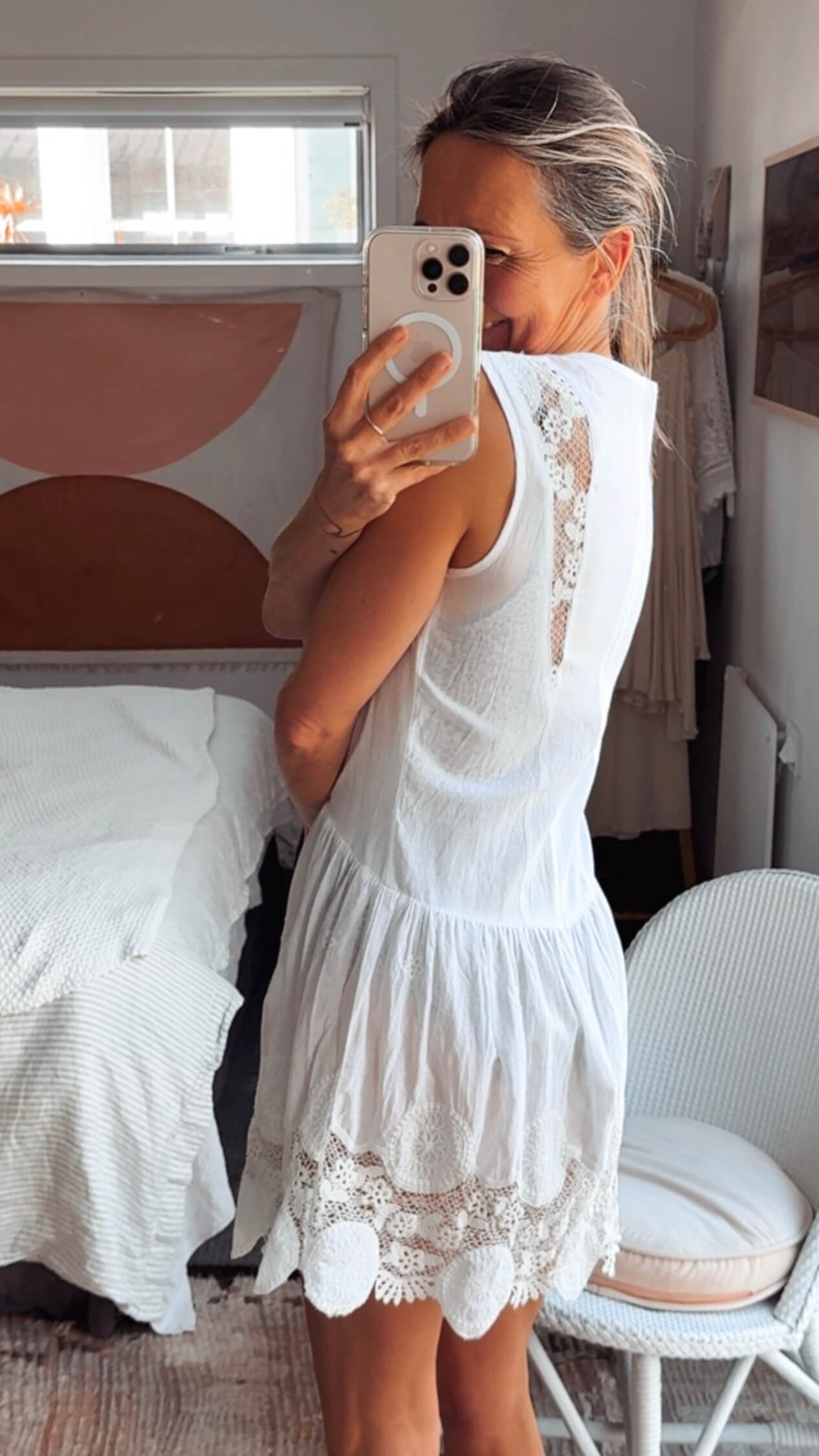 BLAK // Cotton Crochet Lace Mini Dress // White // Size 8