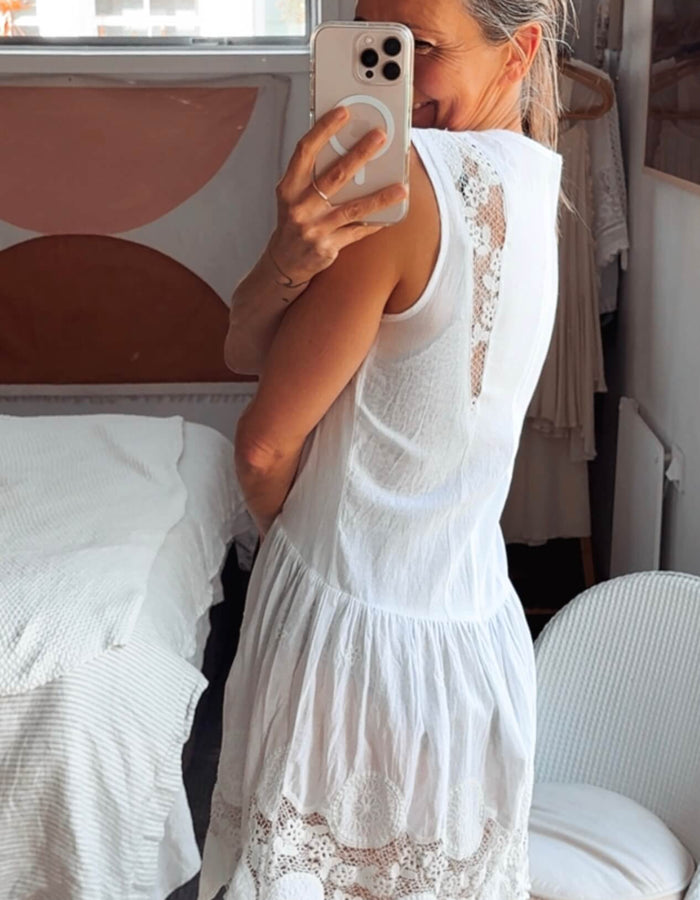 BLAK // Cotton Crochet Lace Mini Dress // White // Size 8