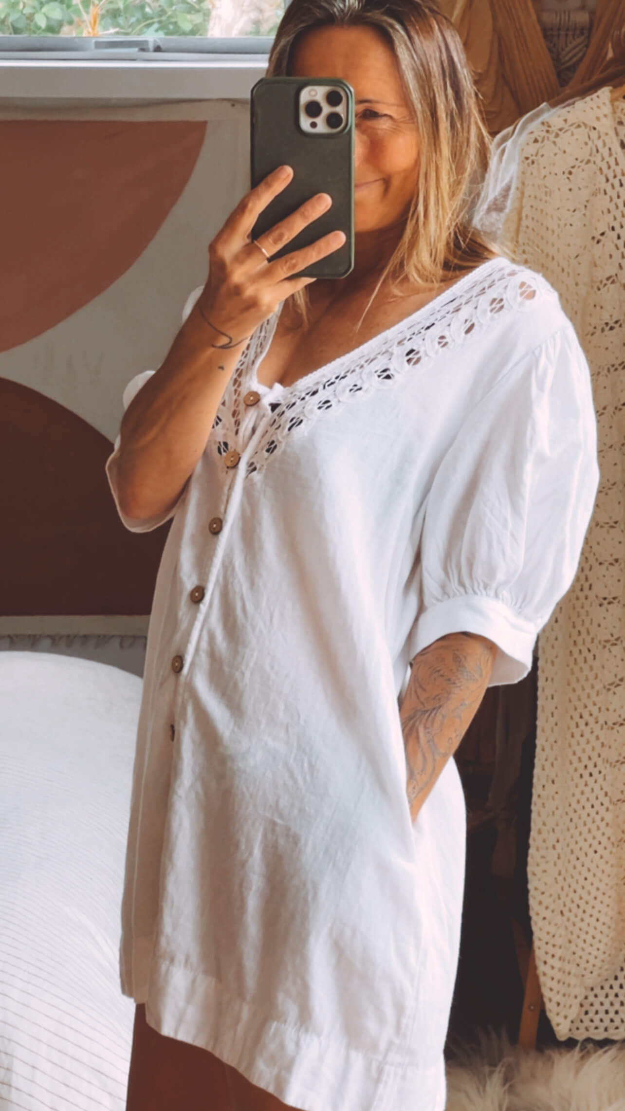 Free People White Cotton Dress // Medium