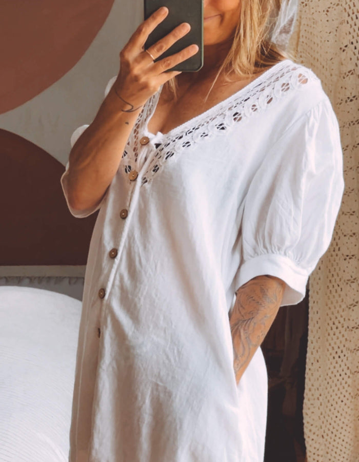 Free People White Cotton Dress // Medium