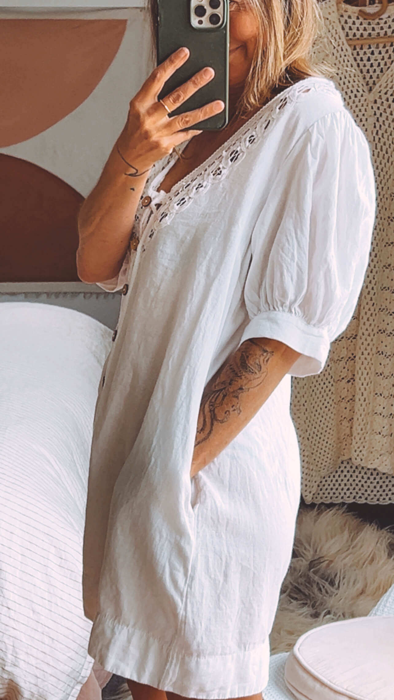 Free People White Cotton Dress // Medium