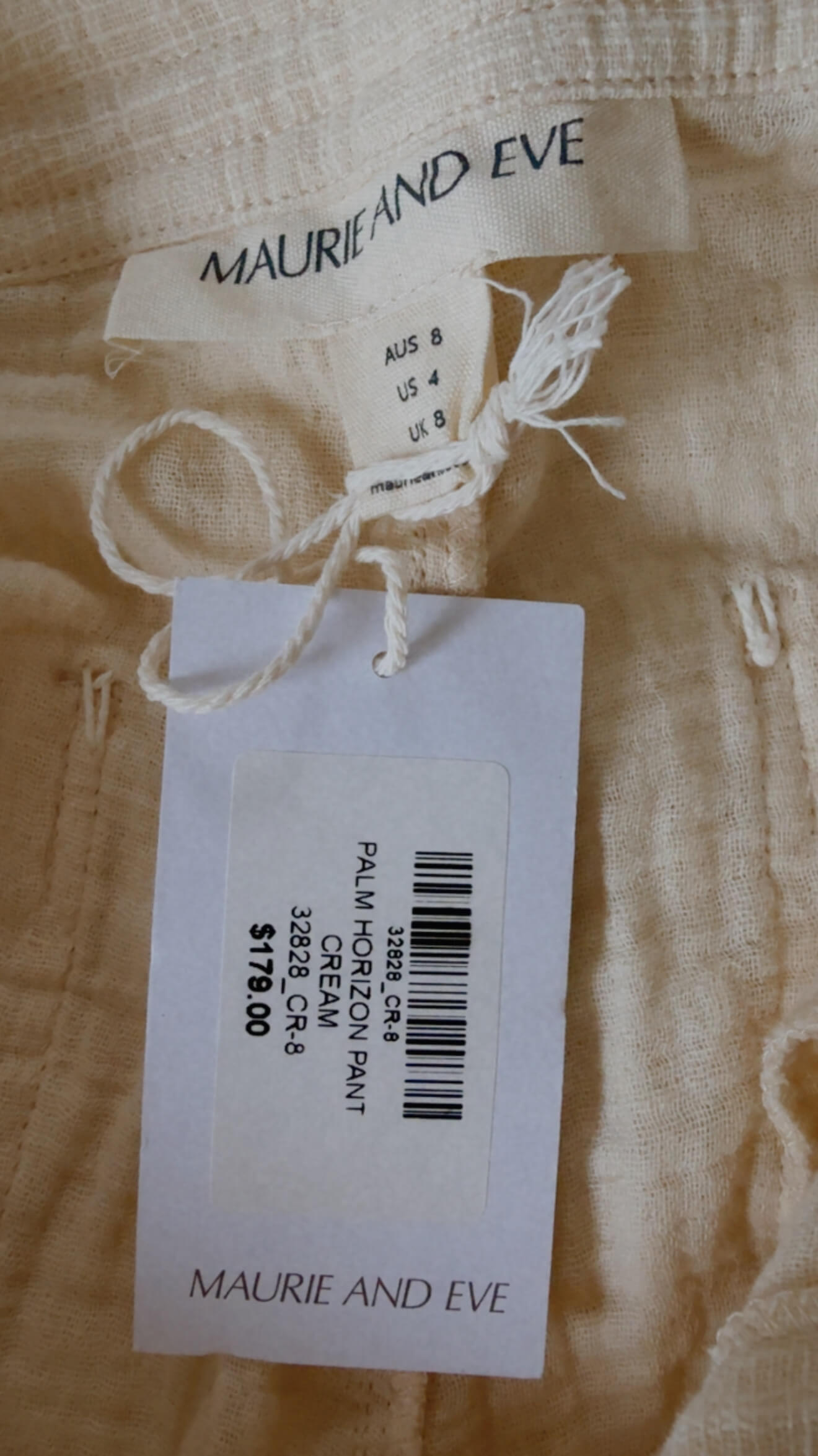MAURIE & EVE // Palm Horizon Wide Legged Pant // Cream // BNWT // Size 8