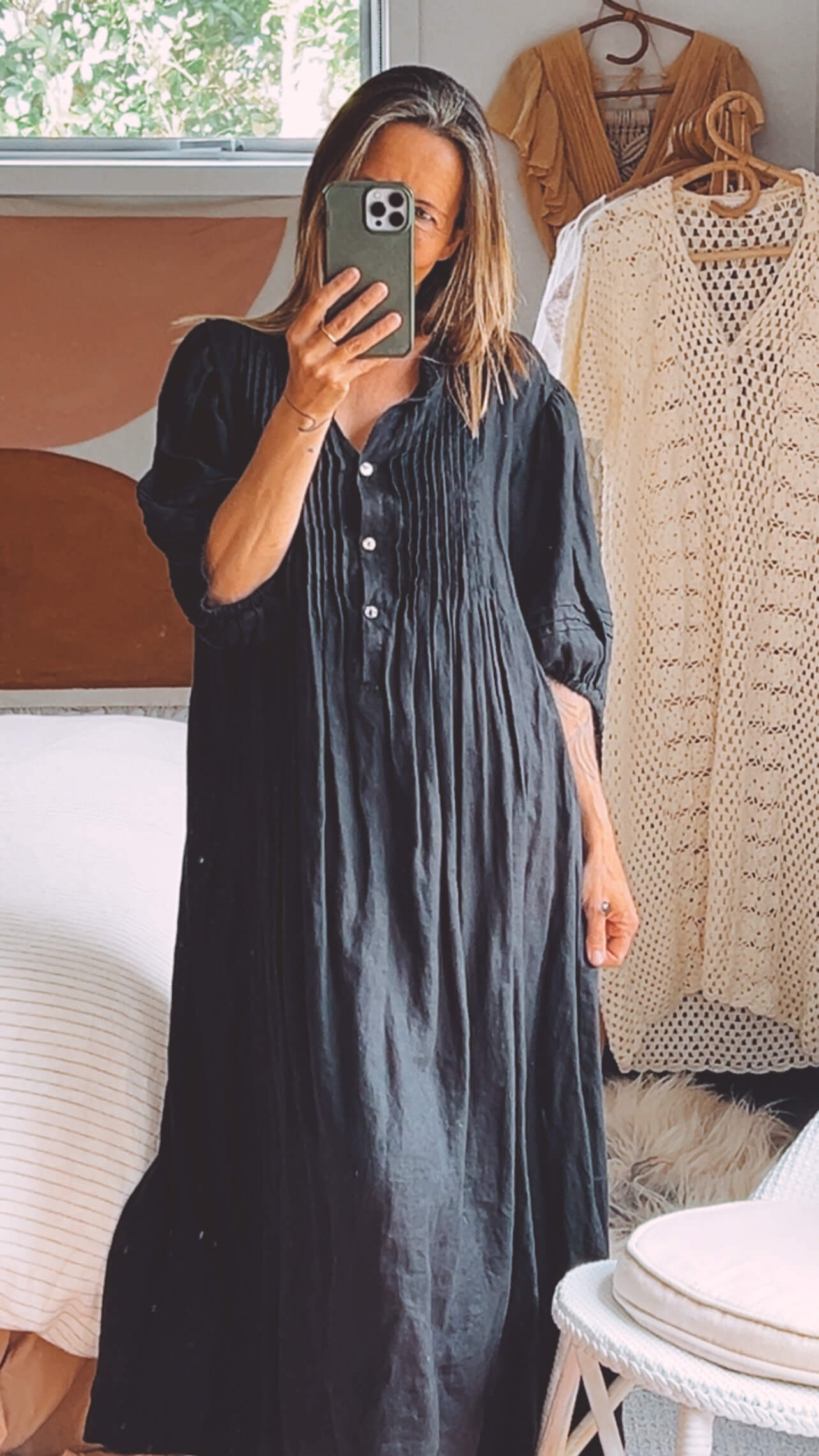 Fabrik Black Linen Maxi Dress // XL