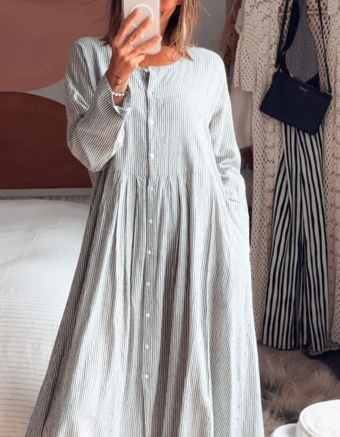 SOHAM DAVE // Grey Pinstripe Dress // S/M