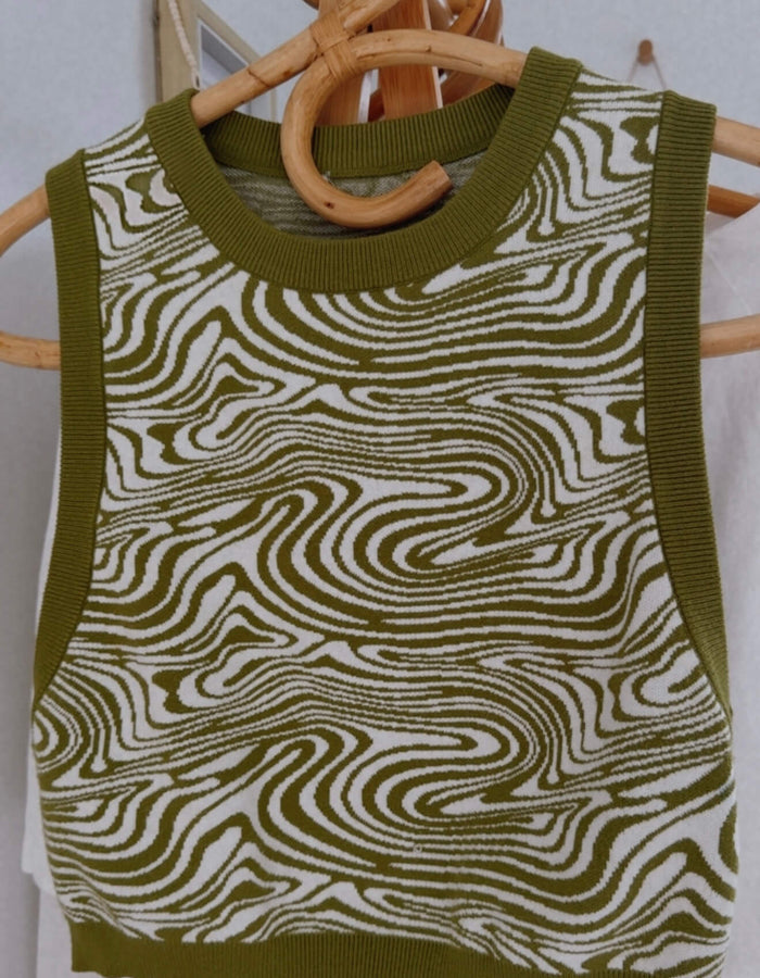 GLASSONS // Sage Green Swirl Vest // Small