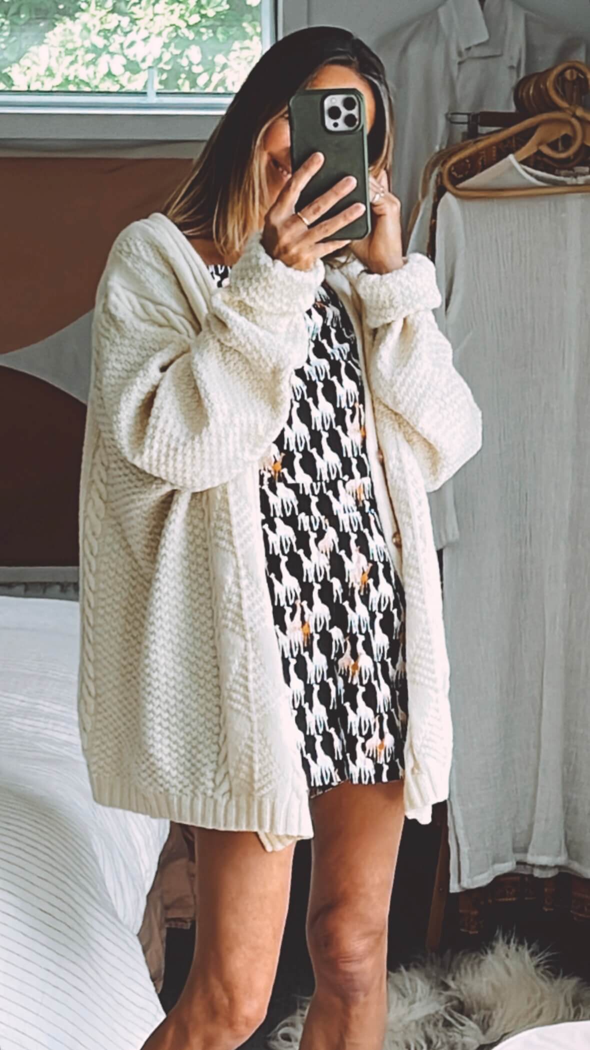 Cream Oversized Hand-Knitted Woollen Arran Cardi // Free Size