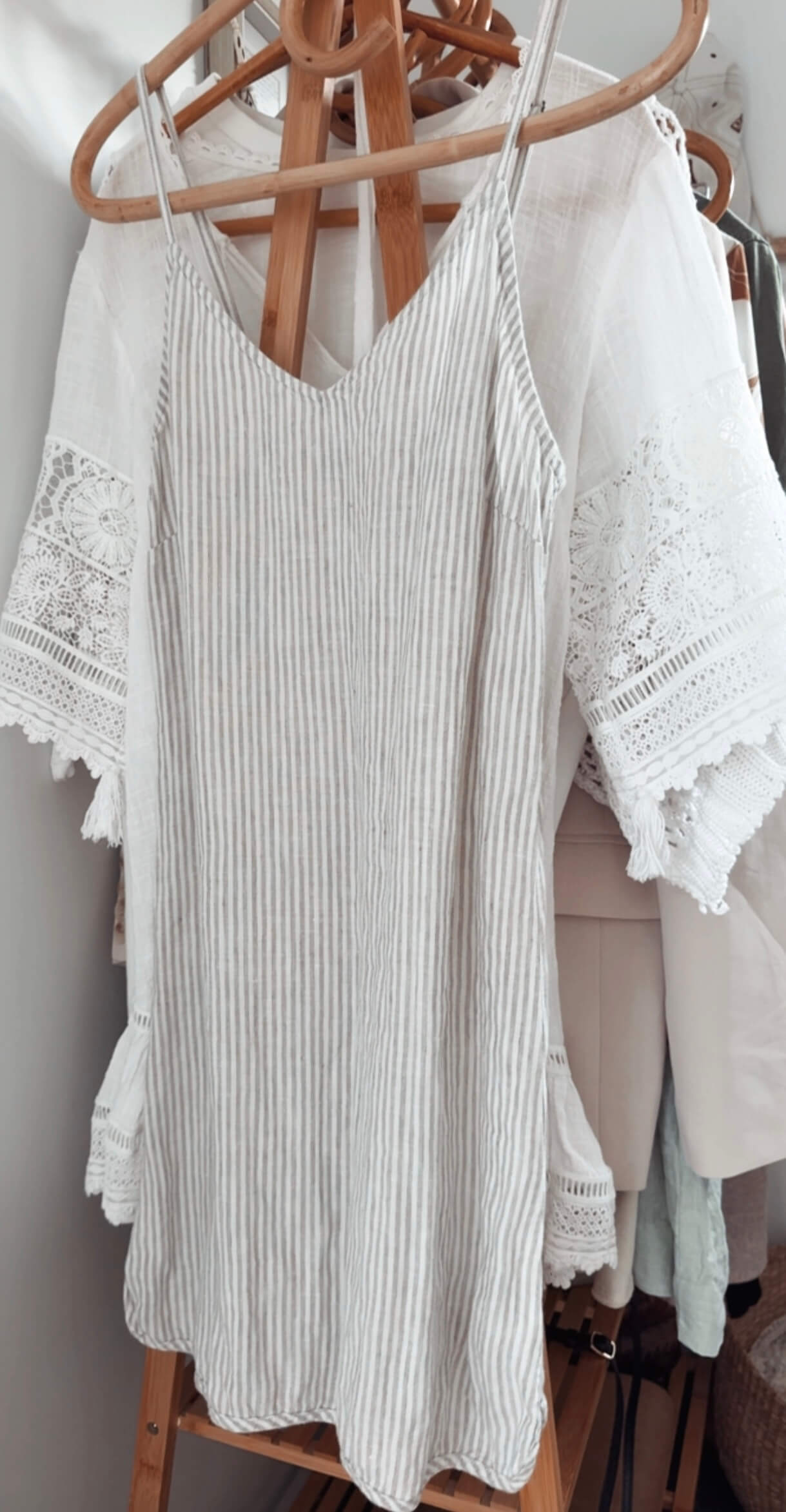 CITTA // Linen Slip // Grey Striped // S/M