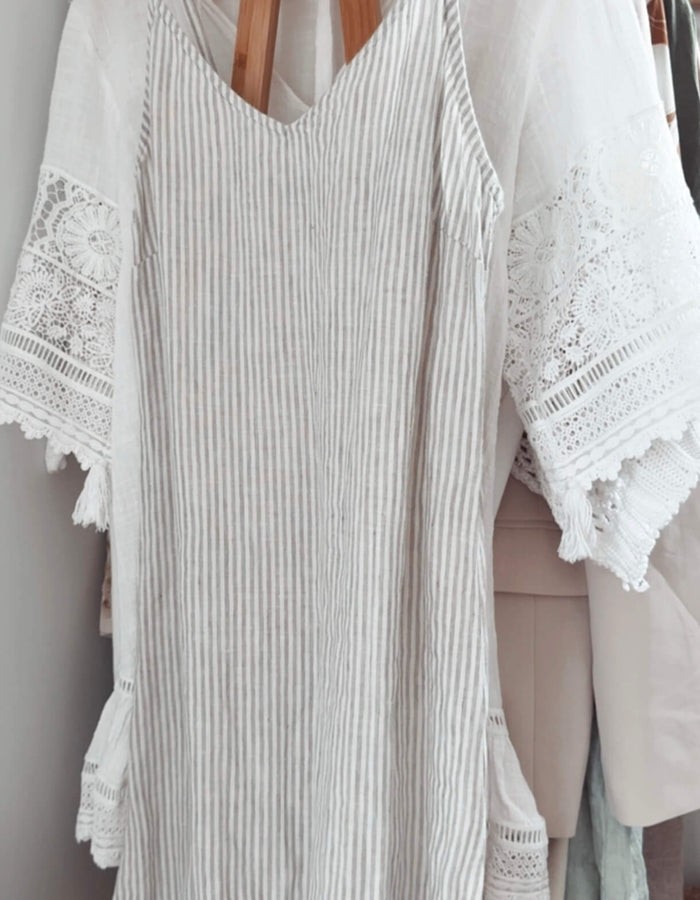 CITTA // Linen Slip // Grey Striped // S/M
