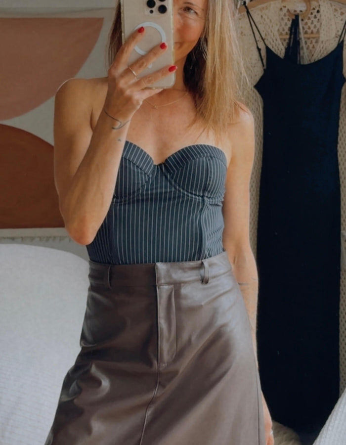 GLASSONS // Pinstriped Corset // Navy // Size 10