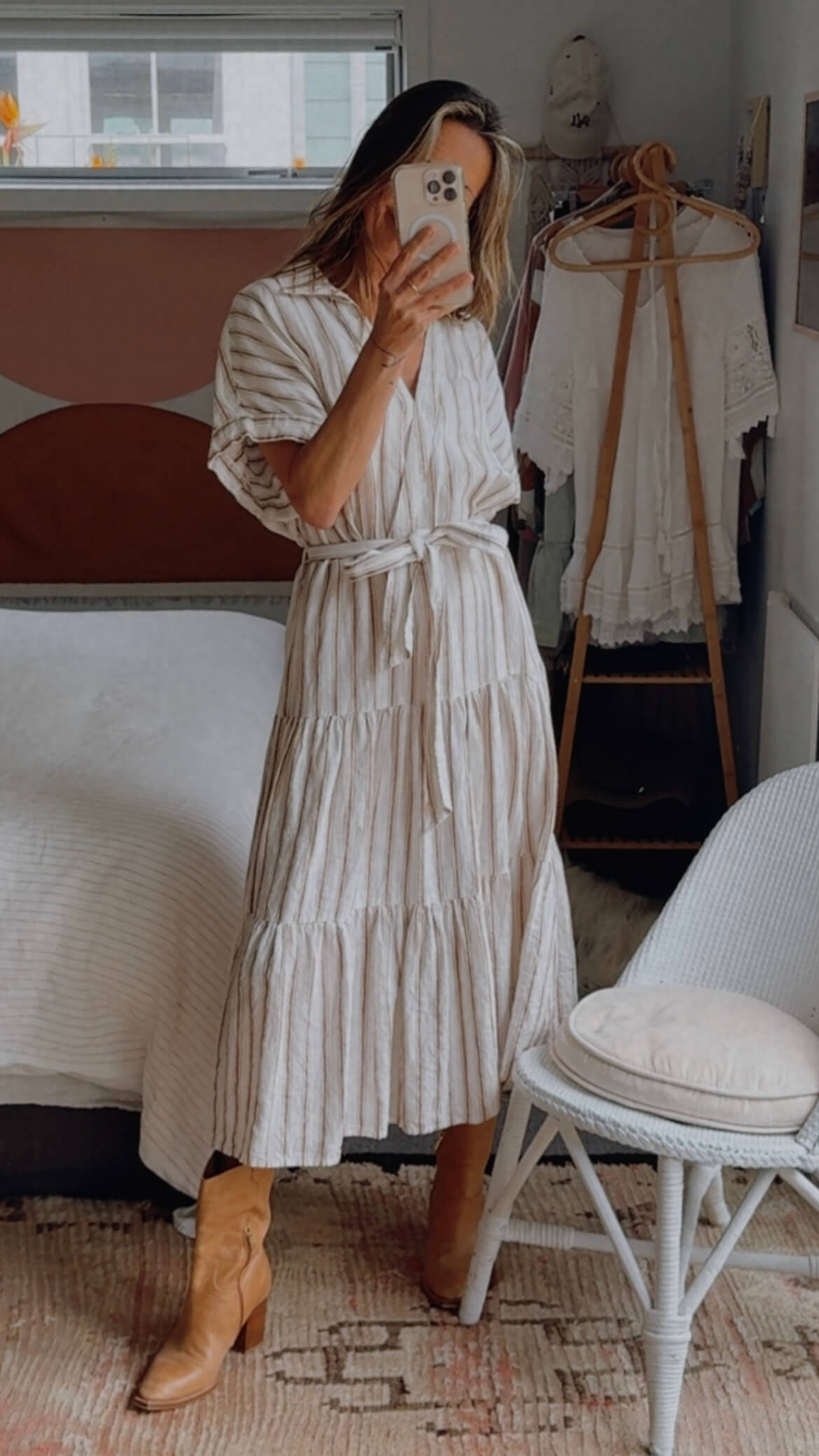 TARGET // European Linen Tiered Dress // Free Size (Size L)