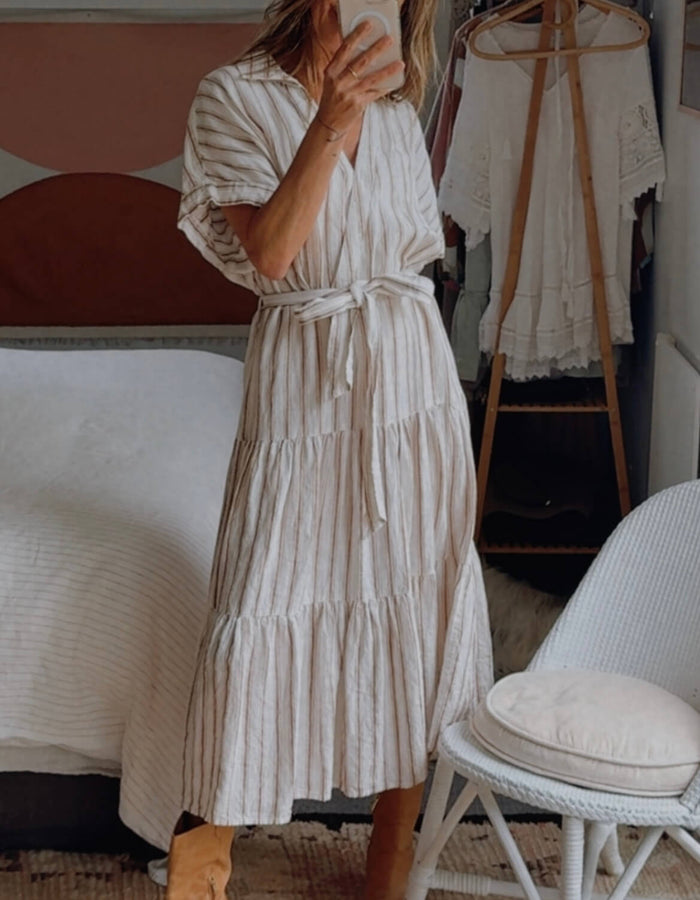 TARGET // European Linen Tiered Dress // Free Size (Size L)