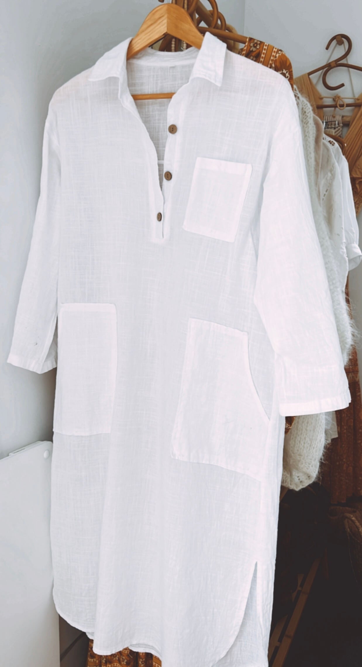 White Shirt Dress // Free Size