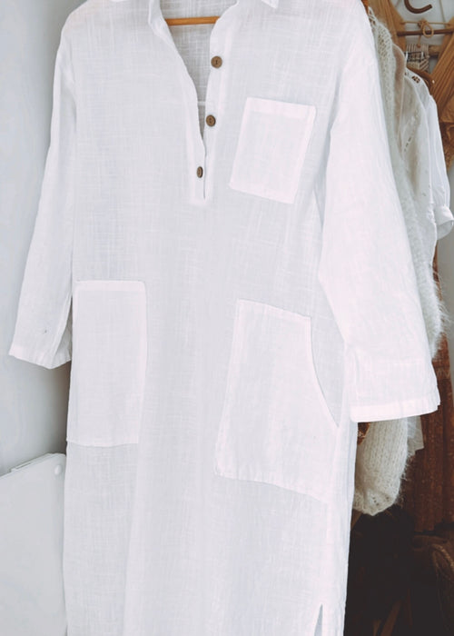 White Shirt Dress // Free Size