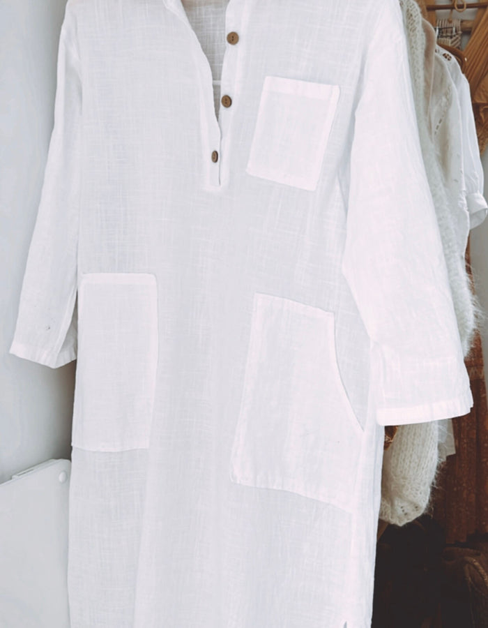 White Shirt Dress // Free Size