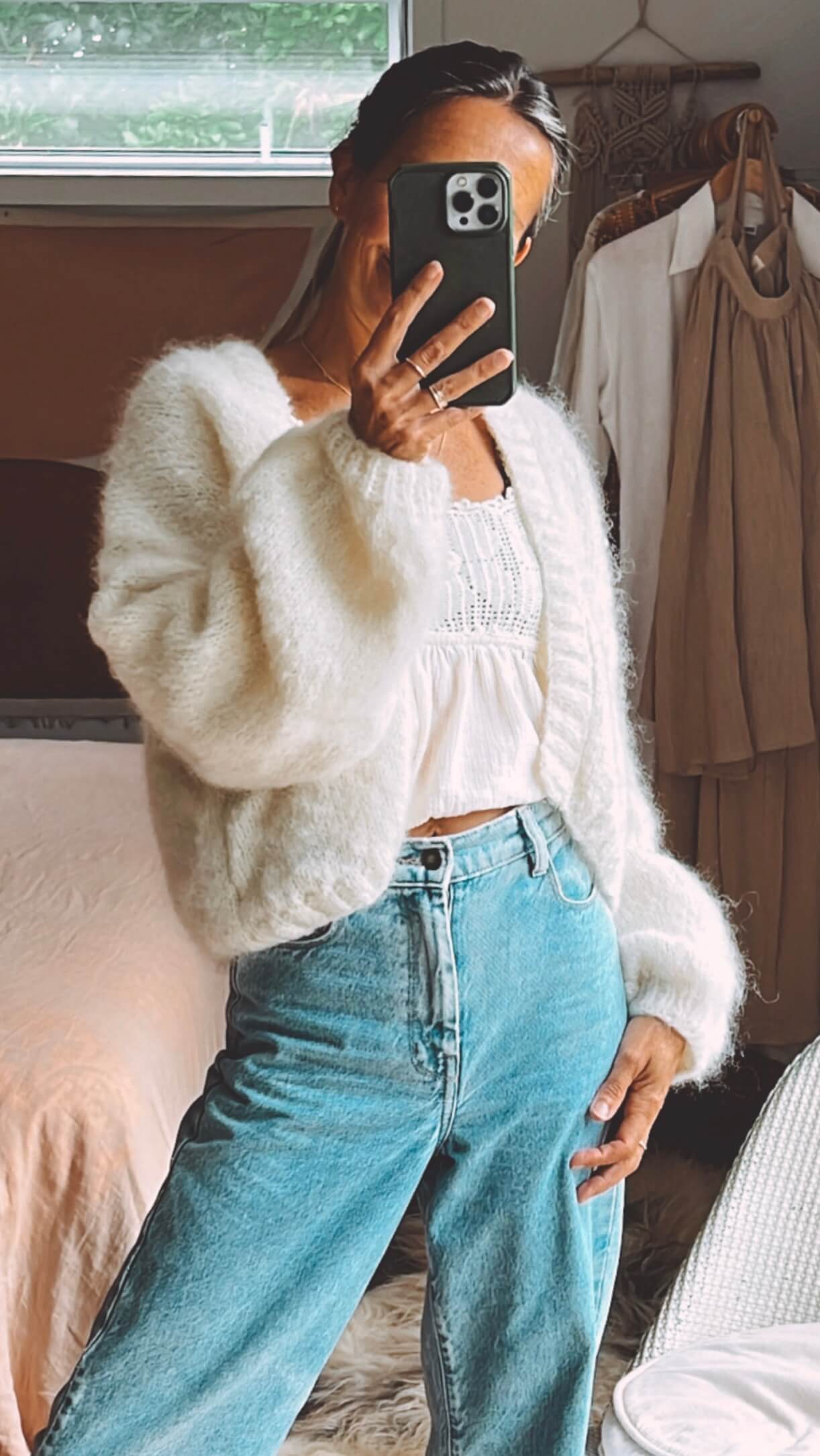 The Cropped Cardi // Cream Mohair // Free Size