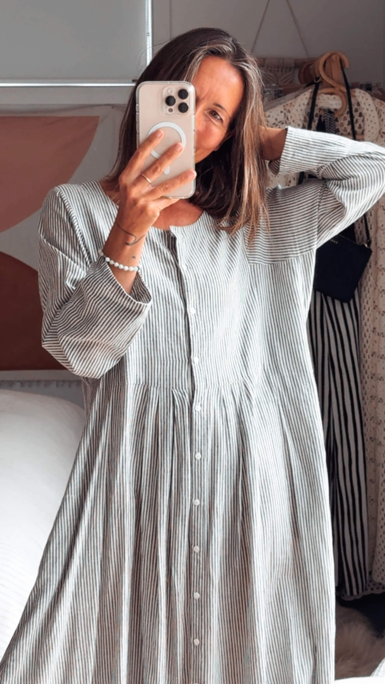 SOHAM DAVE // Grey Pinstripe Dress // S/M