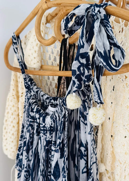 STELLA + GEMMA // Grecian Cotton Maxi // Navy/white // Small