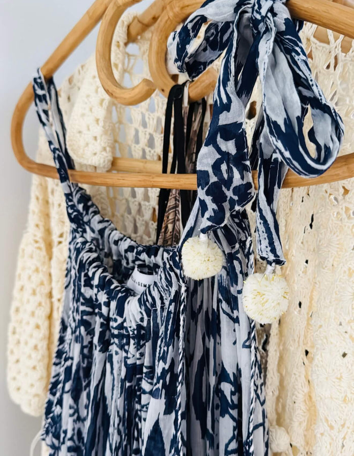 STELLA + GEMMA // Grecian Cotton Maxi // Navy/white // Small