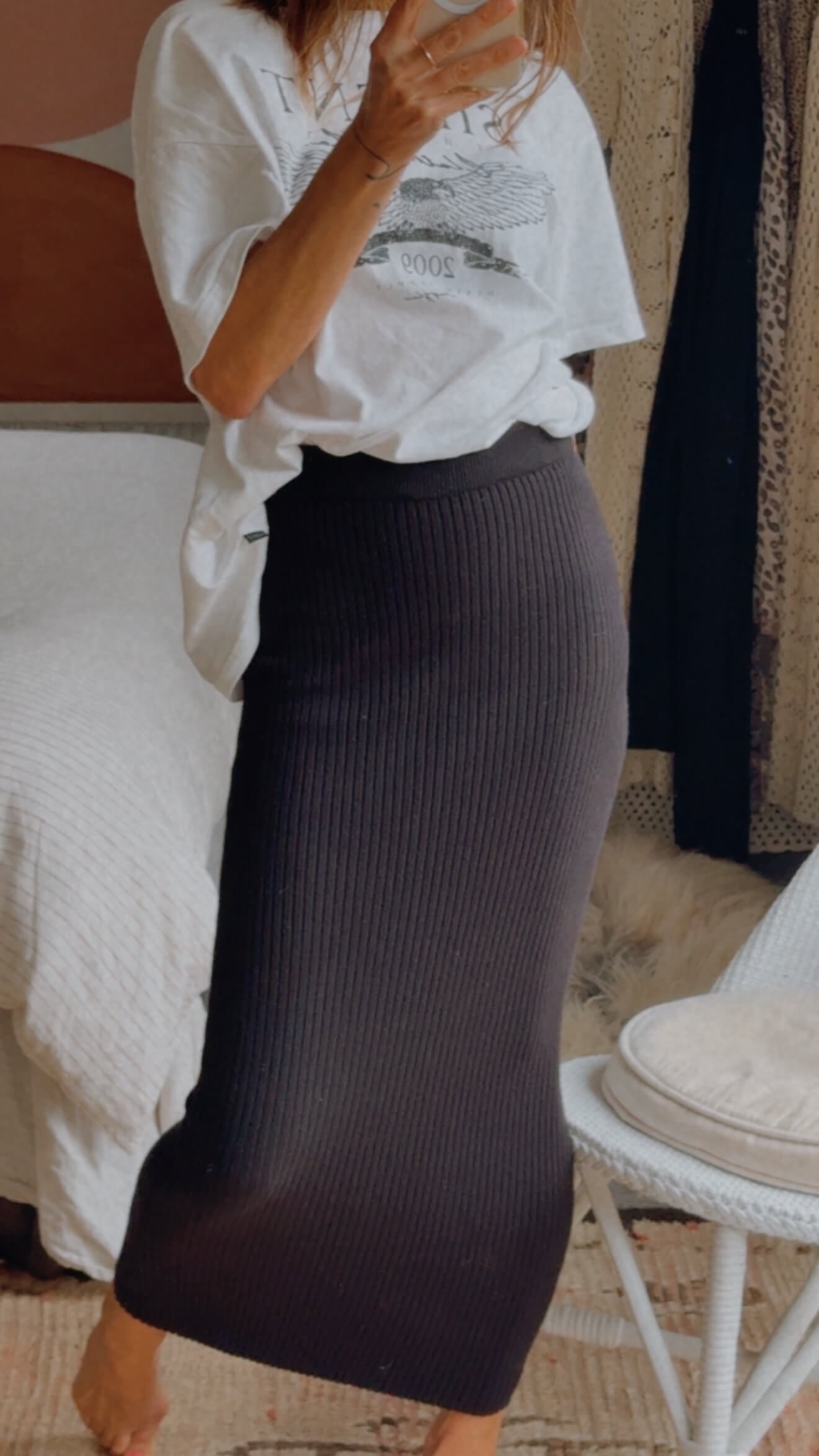 WINNIE & CO // Knitted Maxi Skirt // Black // XS/S