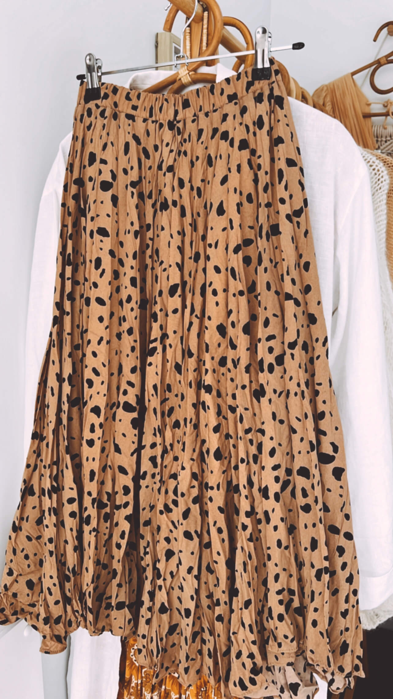 MaoMao Caramel Leopard Print Skirt // Small