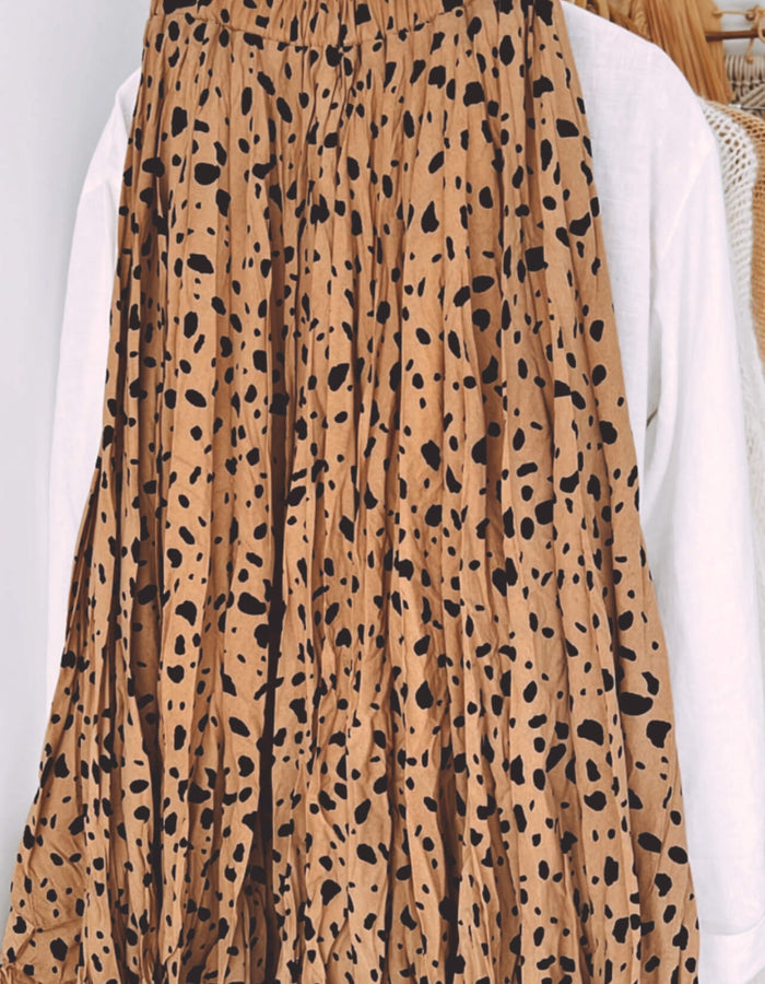 MaoMao Caramel Leopard Print Skirt // Small