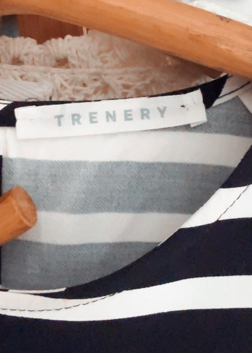 TRENERY // Navy Striped Crew Top // Small