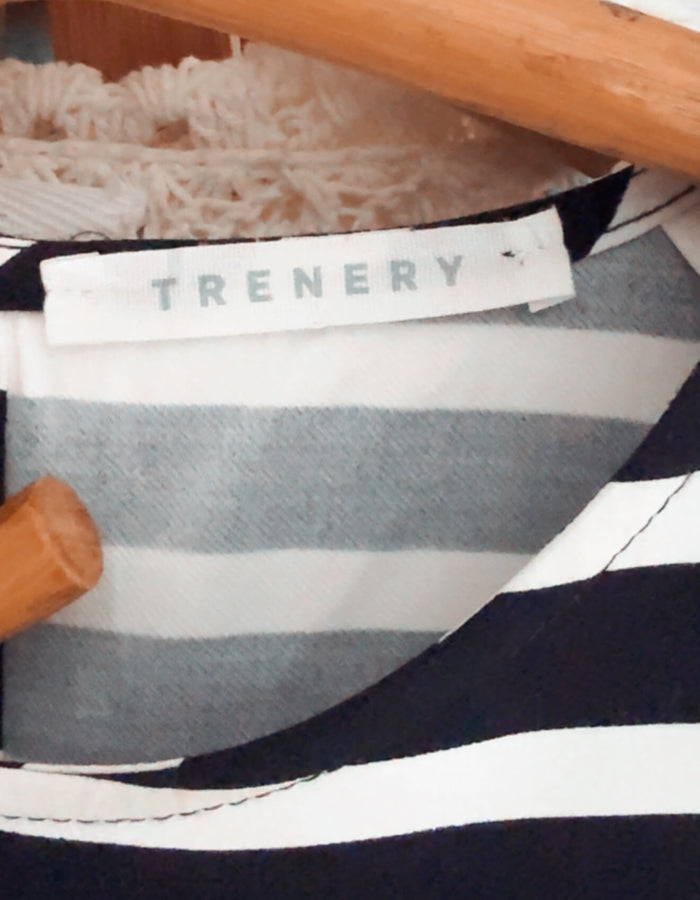 TRENERY // Navy Striped Crew Top // Small